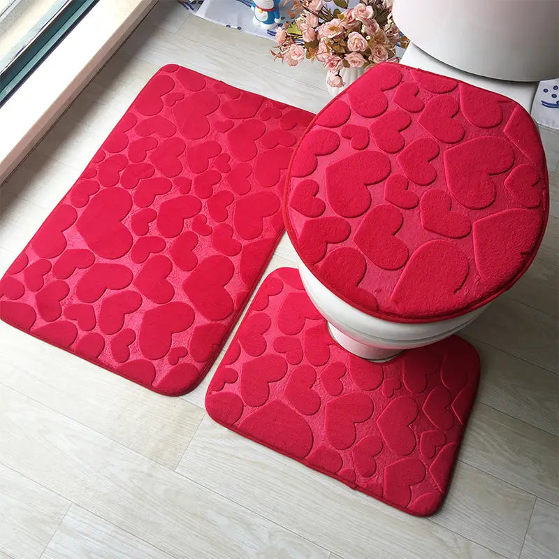 3pc Elegant Embossed Bathroom Mats