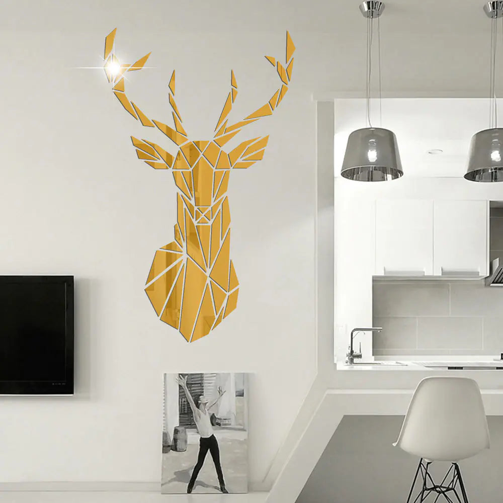 Chic 3D Deer Head Mirror Decal
