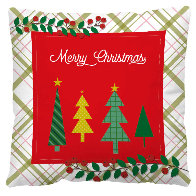 Nordic Red Plaid Holiday Pillow Cover
