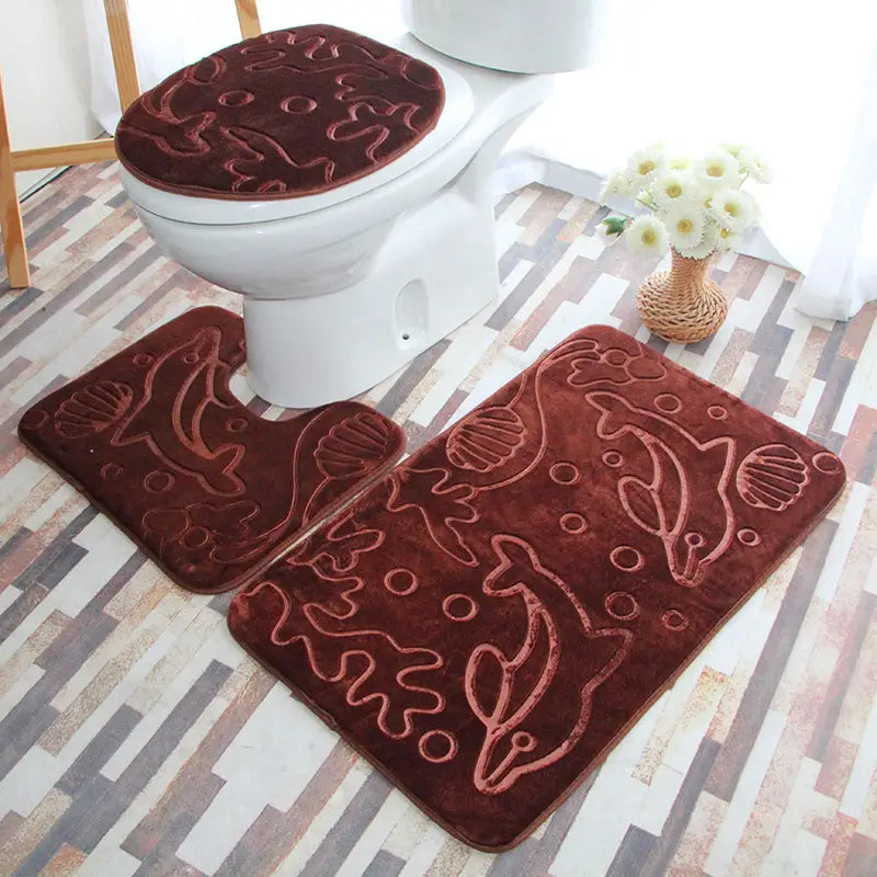 3pc Elegant Embossed Bathroom Mats