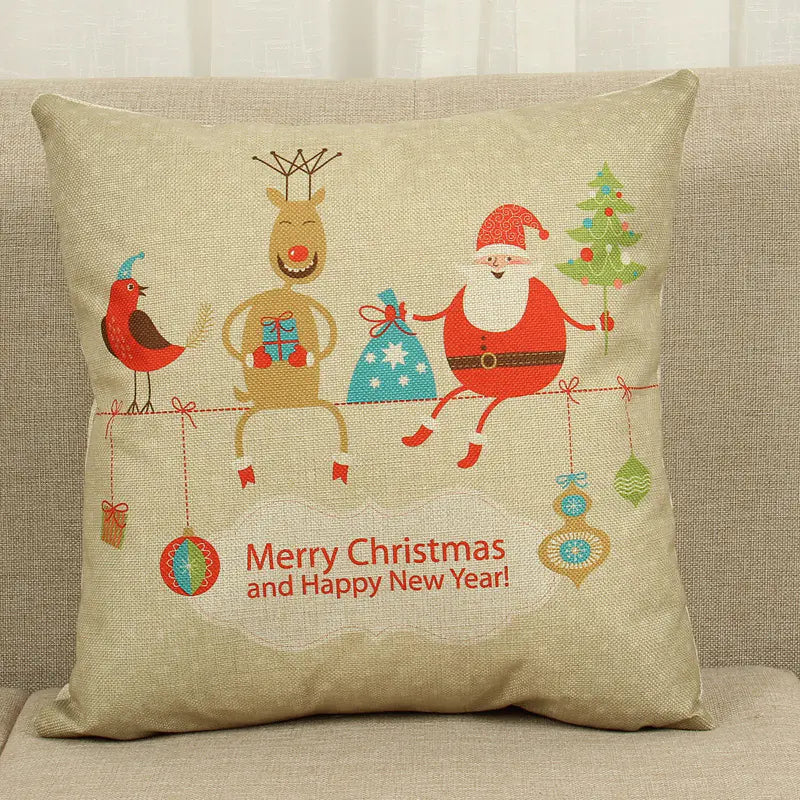 Holiday Reindeer Print Cushion Cover