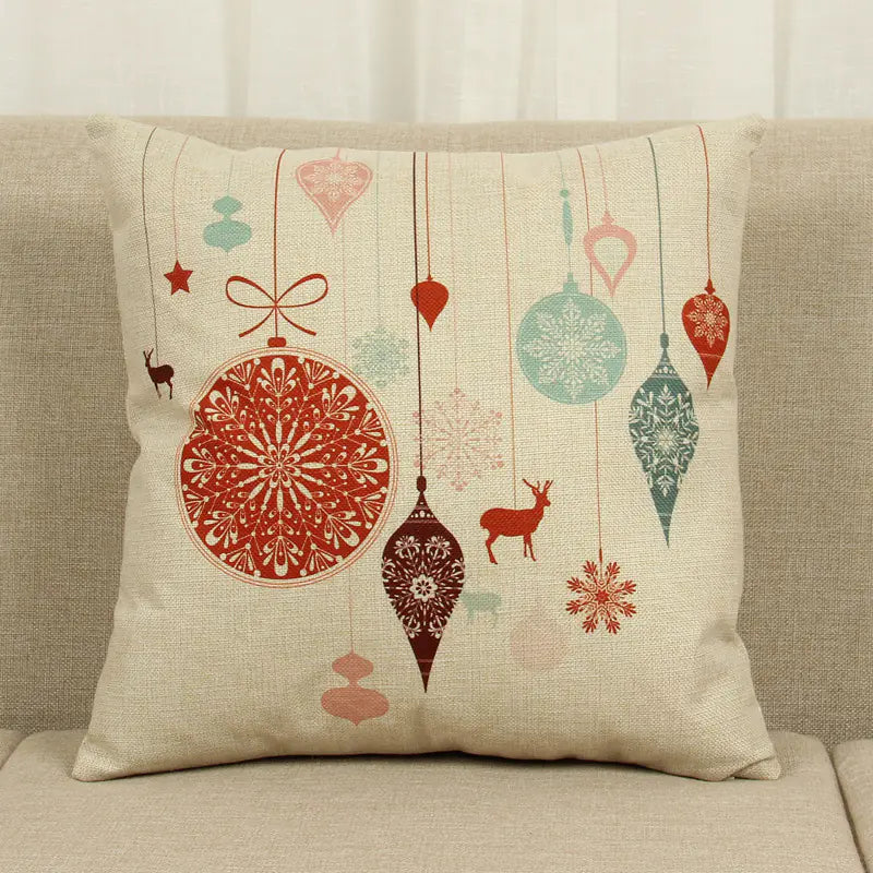 Holiday Reindeer Print Cushion Cover