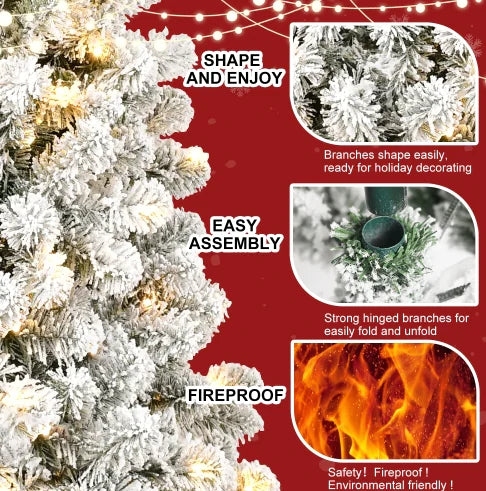 Illuminated Snow-Dusted Christmas Tree