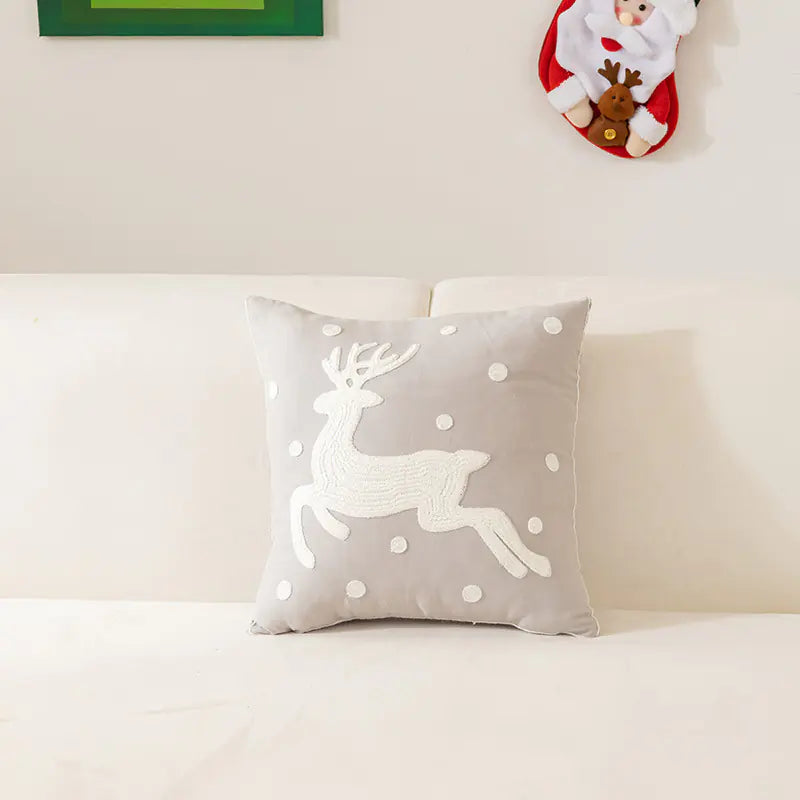 Festive Embroidery Christmas Pillow Cover