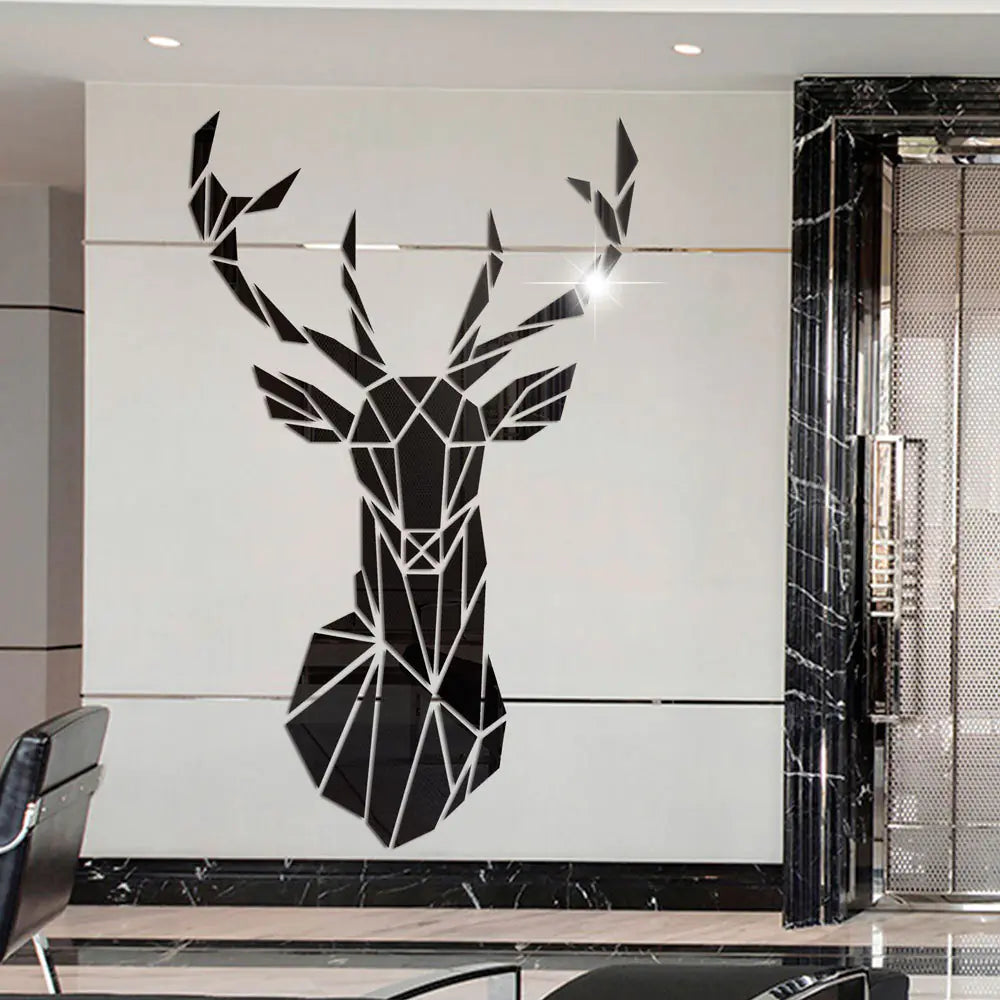 Chic 3D Deer Head Mirror Decal