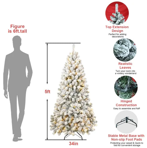 Illuminated Snow-Dusted Christmas Tree