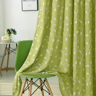 Chic Leaf Embroidered Cotton Curtains