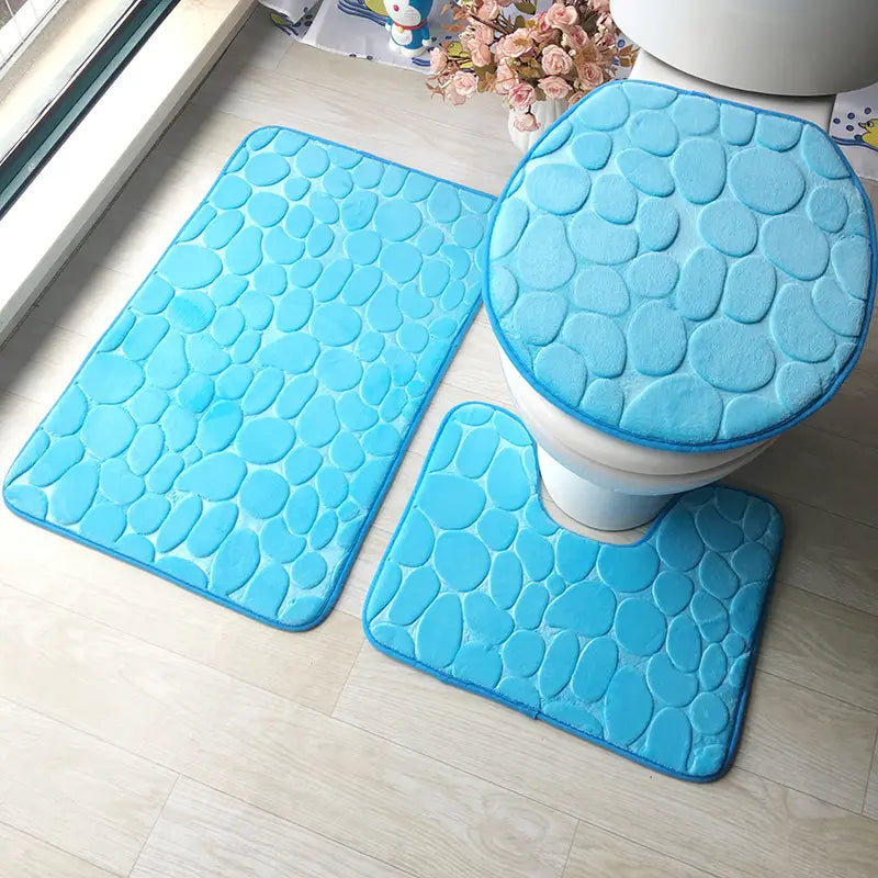 3pc Elegant Embossed Bathroom Mats