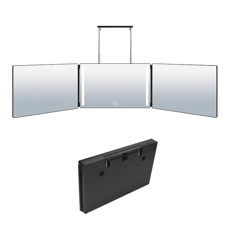 Sleek Tri-Fold Lighted Makeup Mirror