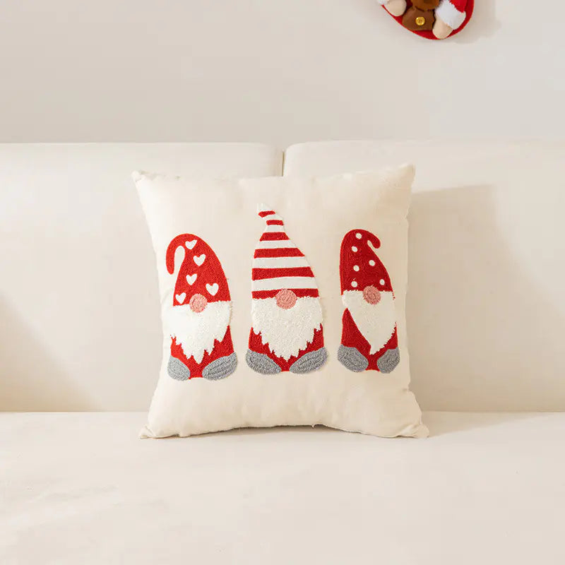Festive Embroidery Christmas Pillow Cover