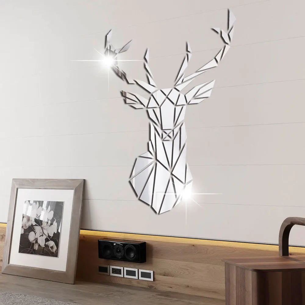 Chic 3D Deer Head Mirror Decal