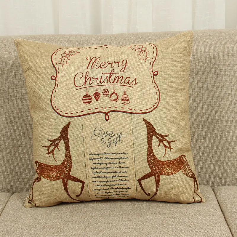 Holiday Reindeer Print Cushion Cover