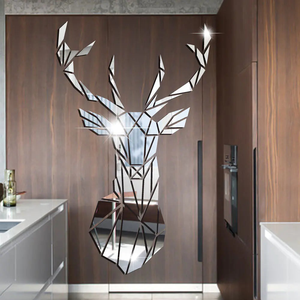 Chic 3D Deer Head Mirror Decal
