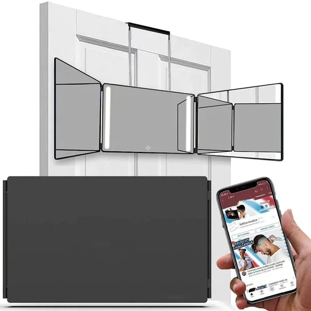 Sleek Tri-Fold Lighted Makeup Mirror