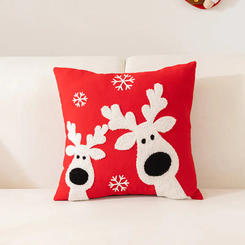 Festive Embroidery Christmas Pillow Cover
