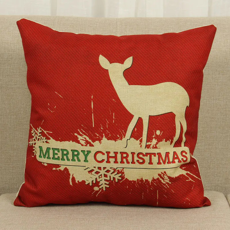 Holiday Reindeer Print Cushion Cover