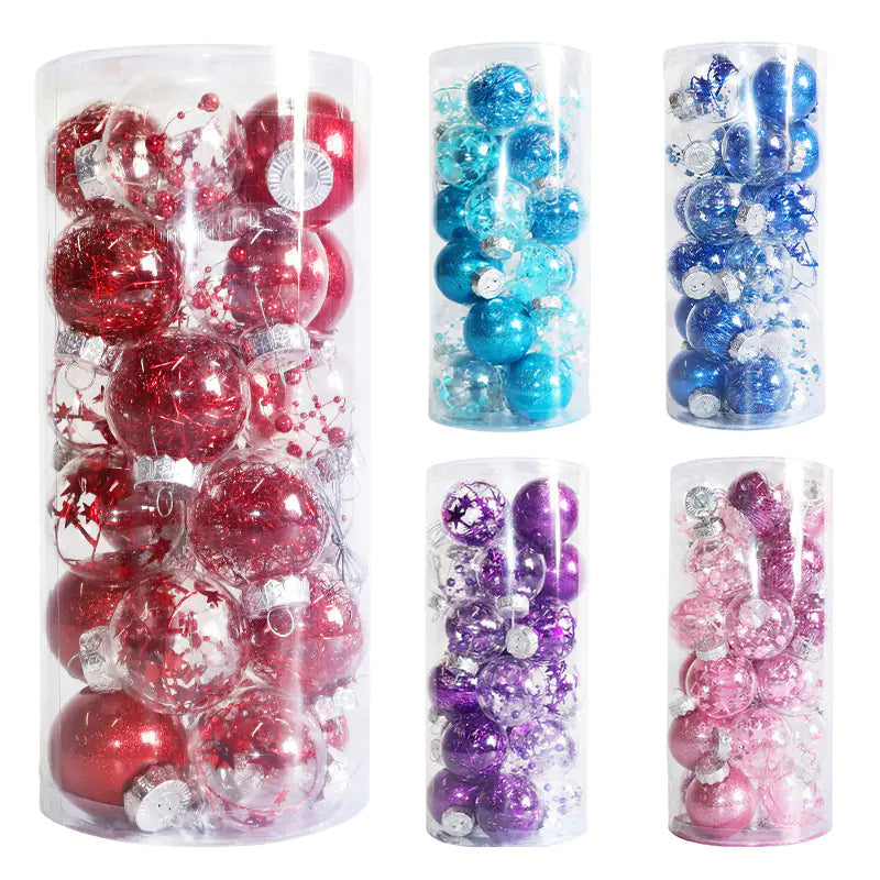 Festive 24-Pack Colorful 6cm Christmas Baubles