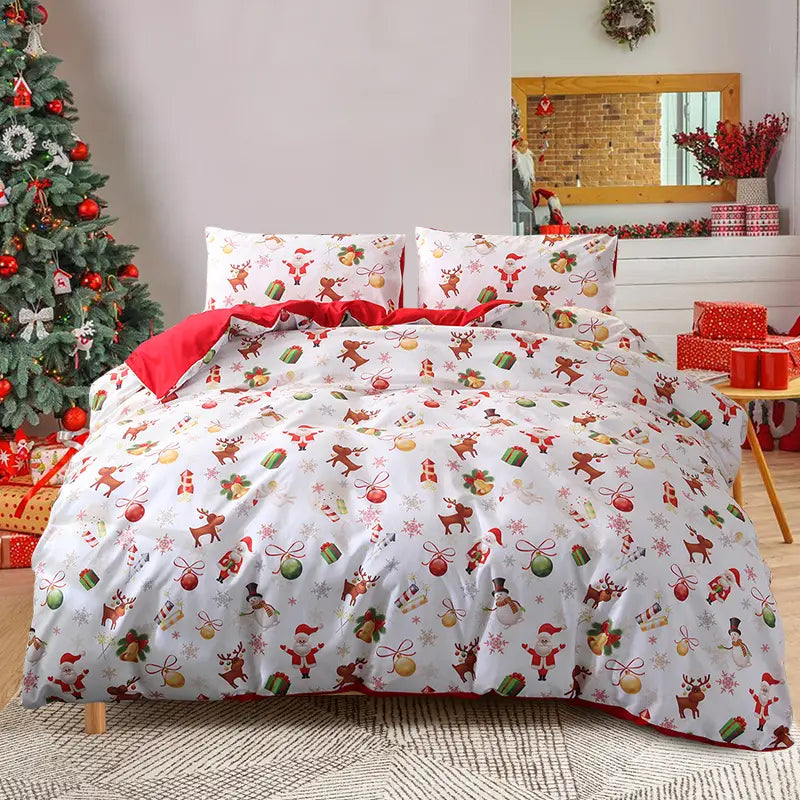 Christmas Duvet Cover Set with Two Pillowcases