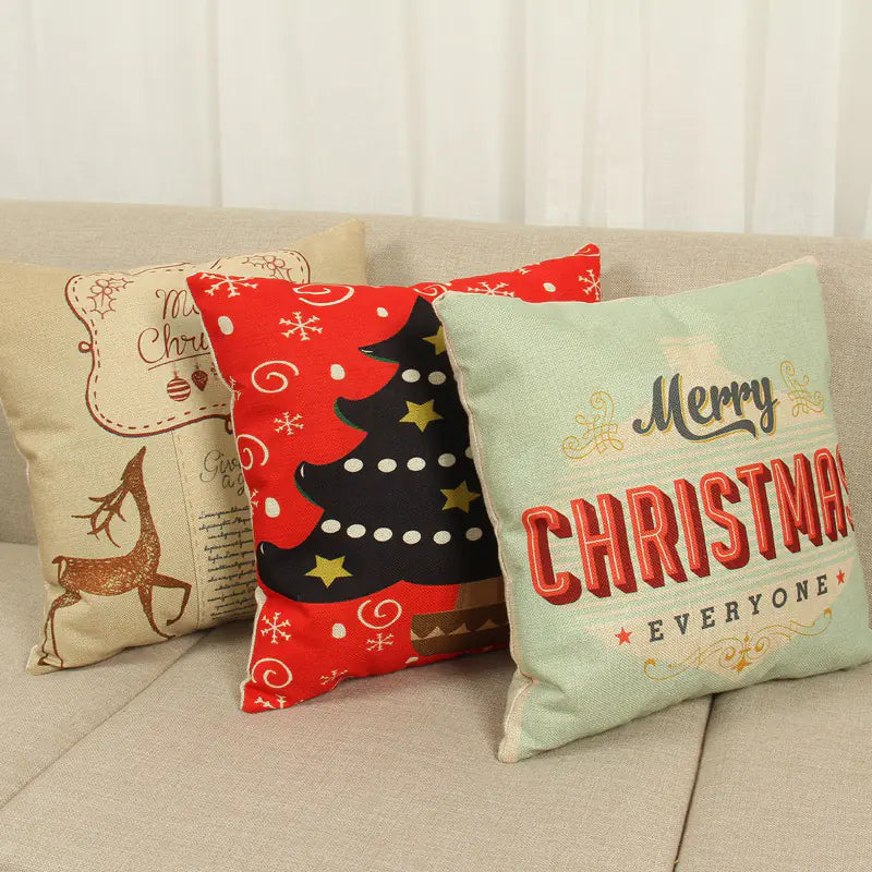 Holiday Reindeer Print Cushion Cover