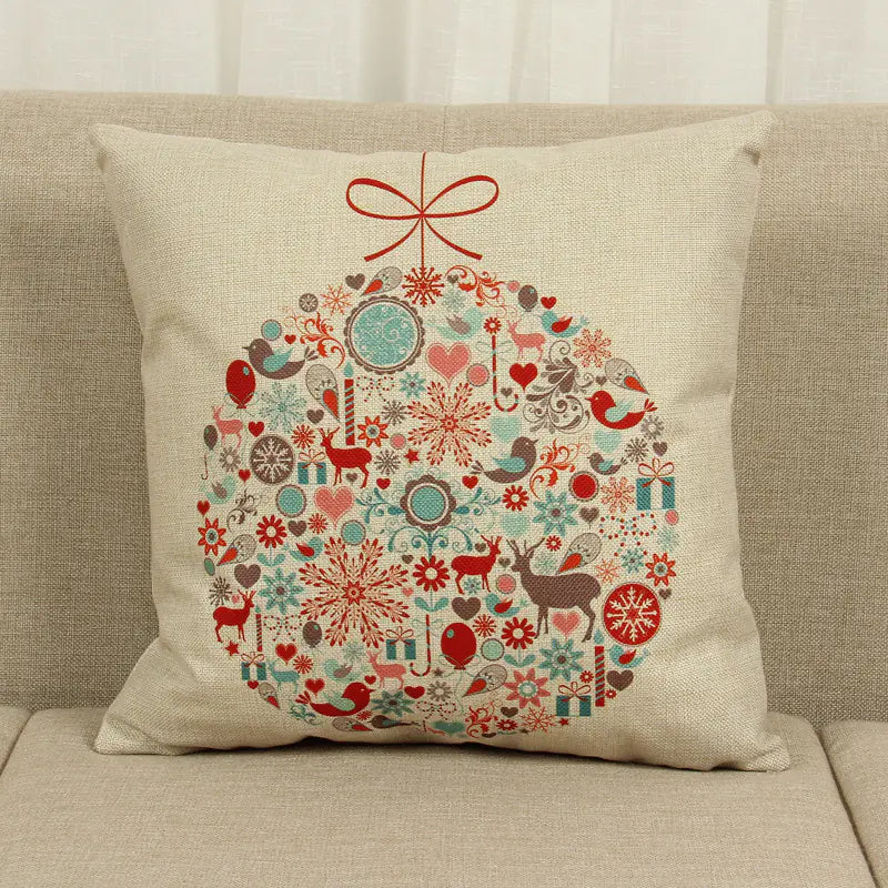 Holiday Reindeer Print Cushion Cover