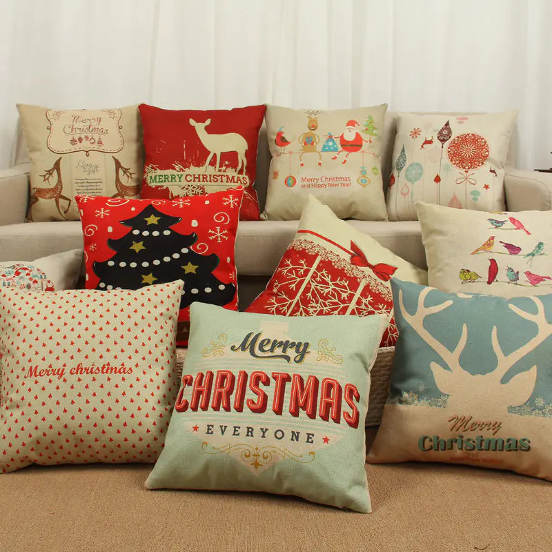Holiday Reindeer Print Cushion Cover