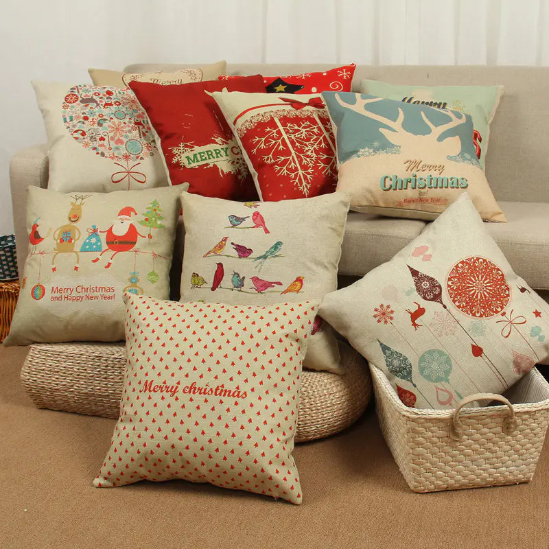 Holiday Reindeer Print Cushion Cover