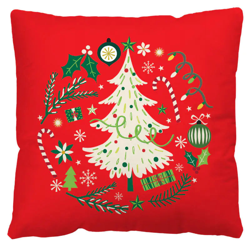 Nordic Red Plaid Holiday Pillow Cover