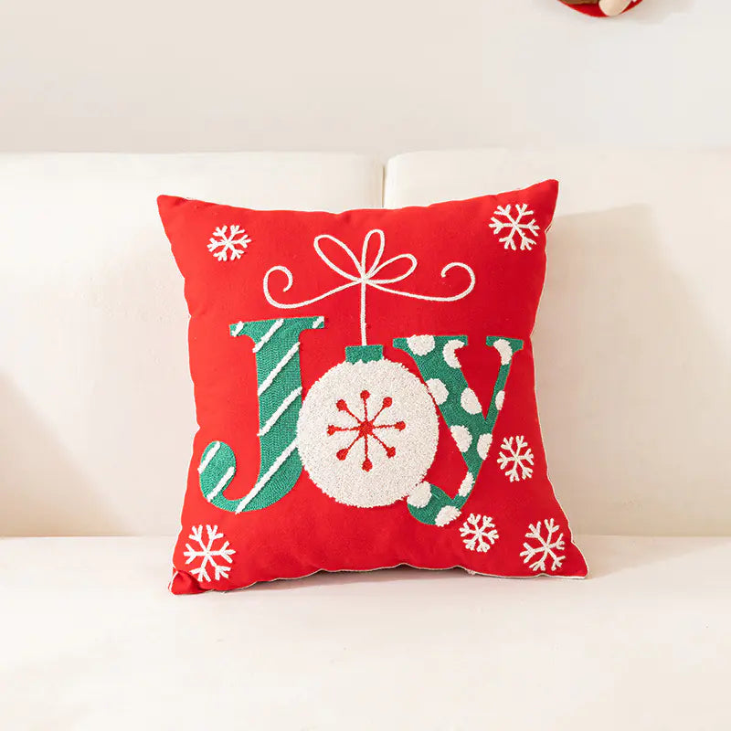 Festive Embroidery Christmas Pillow Cover